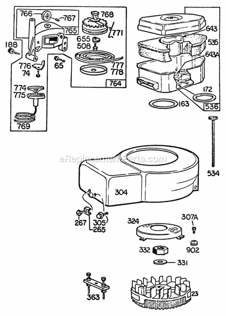 Blower HsgVert Pull AC Diagram and Parts List for 095508-0015-99  Briggs and Stratton Engine